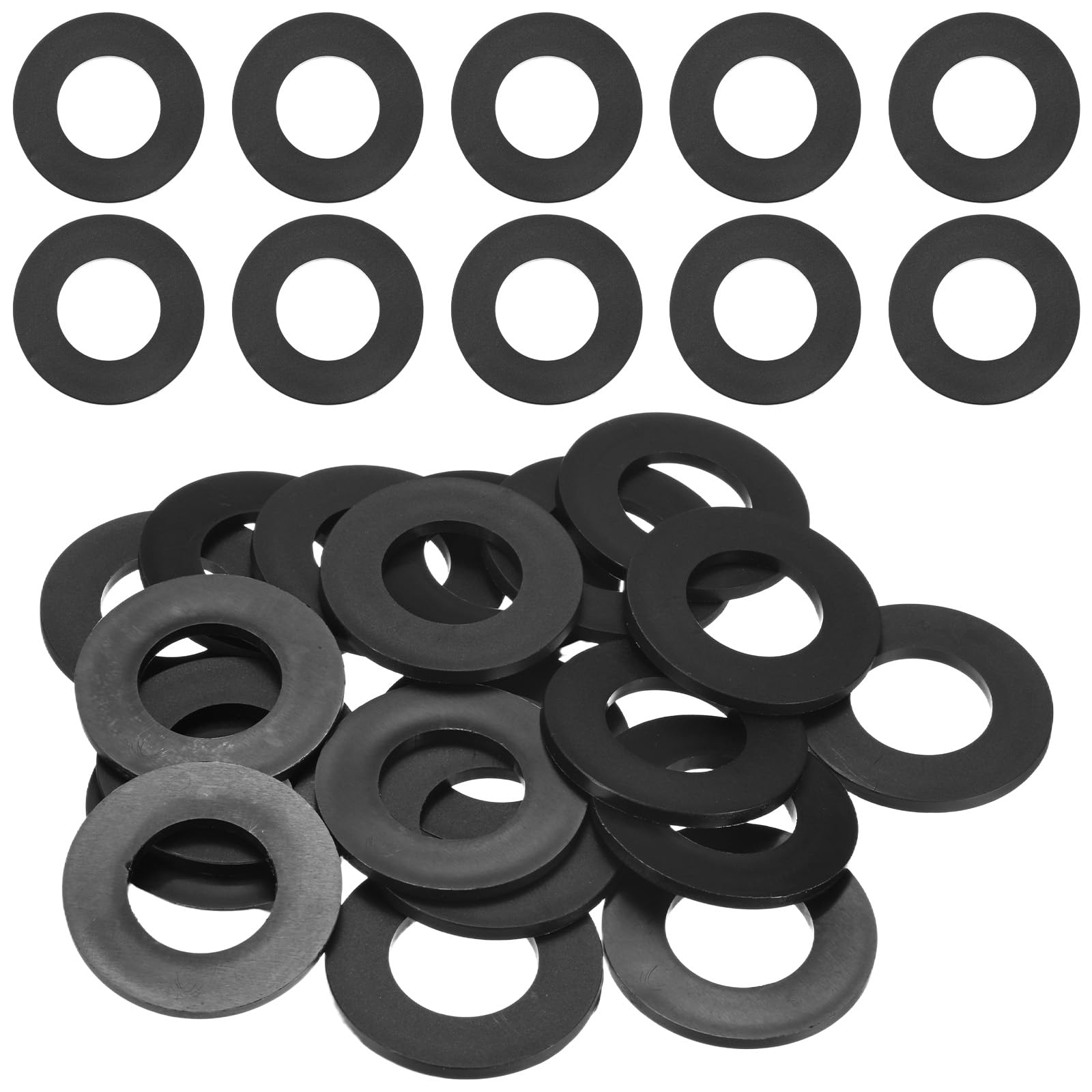 M METERXITY 20-Pack M24 Nylon Flat Washers 24mm ID 45mm OD 3mm Thick Round Plastic Plain Washer Fastener Sealing Spacer Gasket Ring for Household/Commercial [Black] — image 1