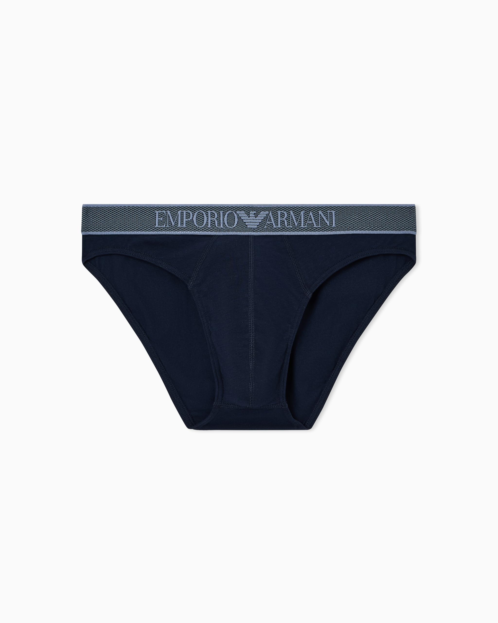 Emporio Armani Man's Shiny Logoband Brief Blue L