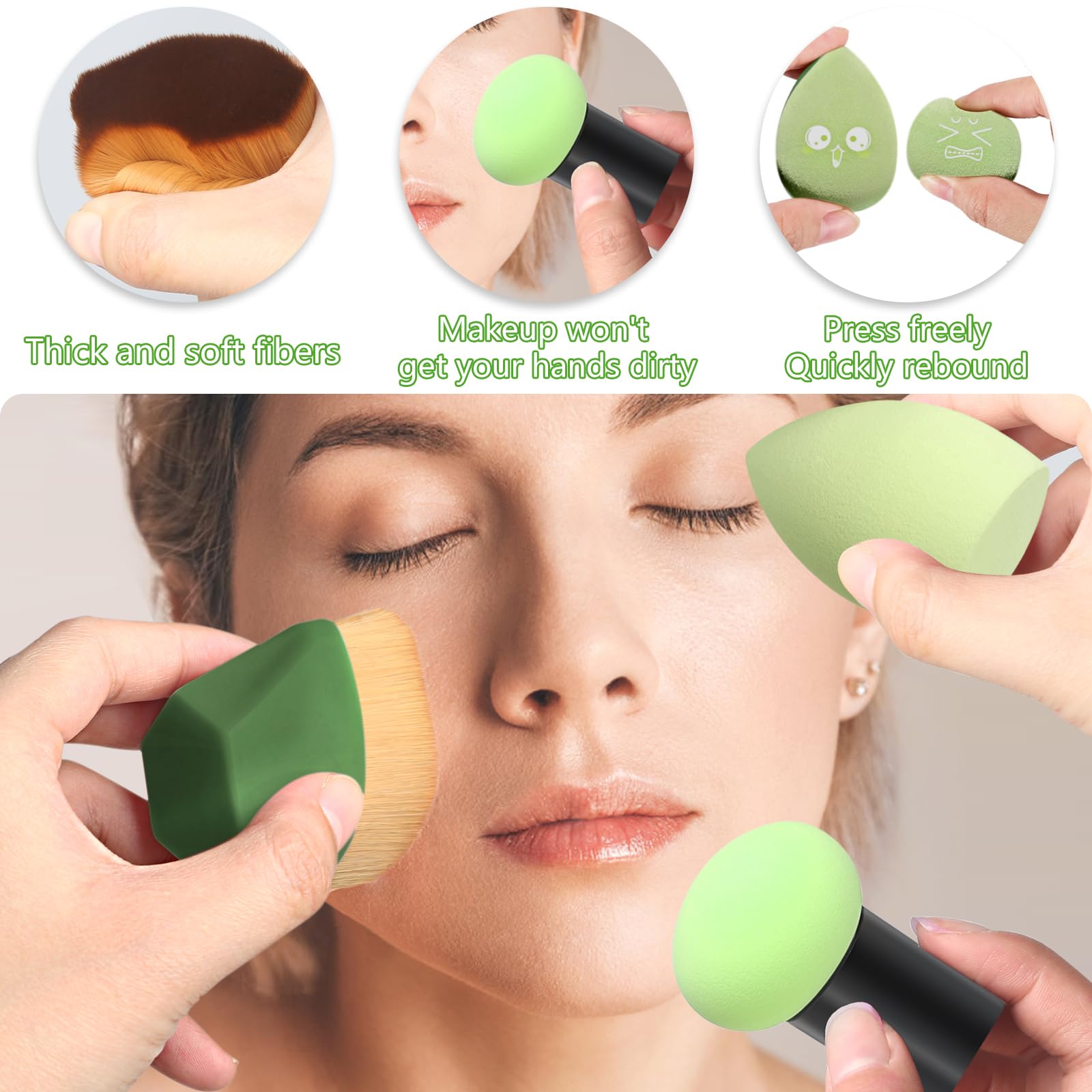 SruidyLady 4-Piece Reusable Makeup Sponge Set, Beauty Sponge for Liquid Foundation Powder & Sunscreen - Image 4