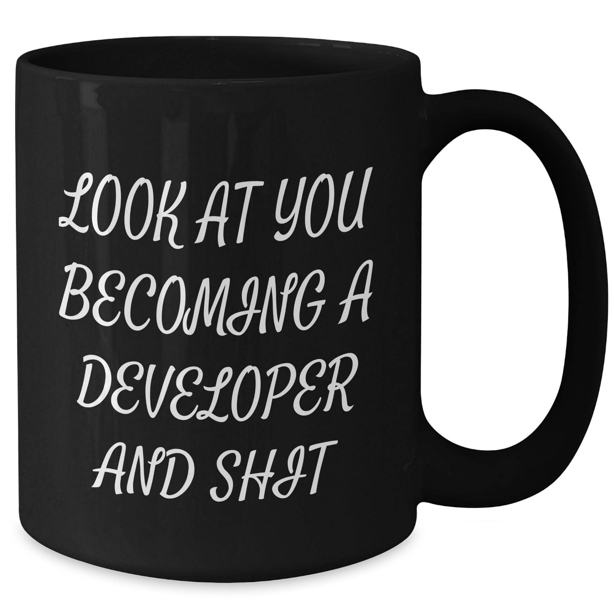 Developer's Delight Funny Black Coffee Mug, Gifts from Friends to Developer, Birthday Unique Gift