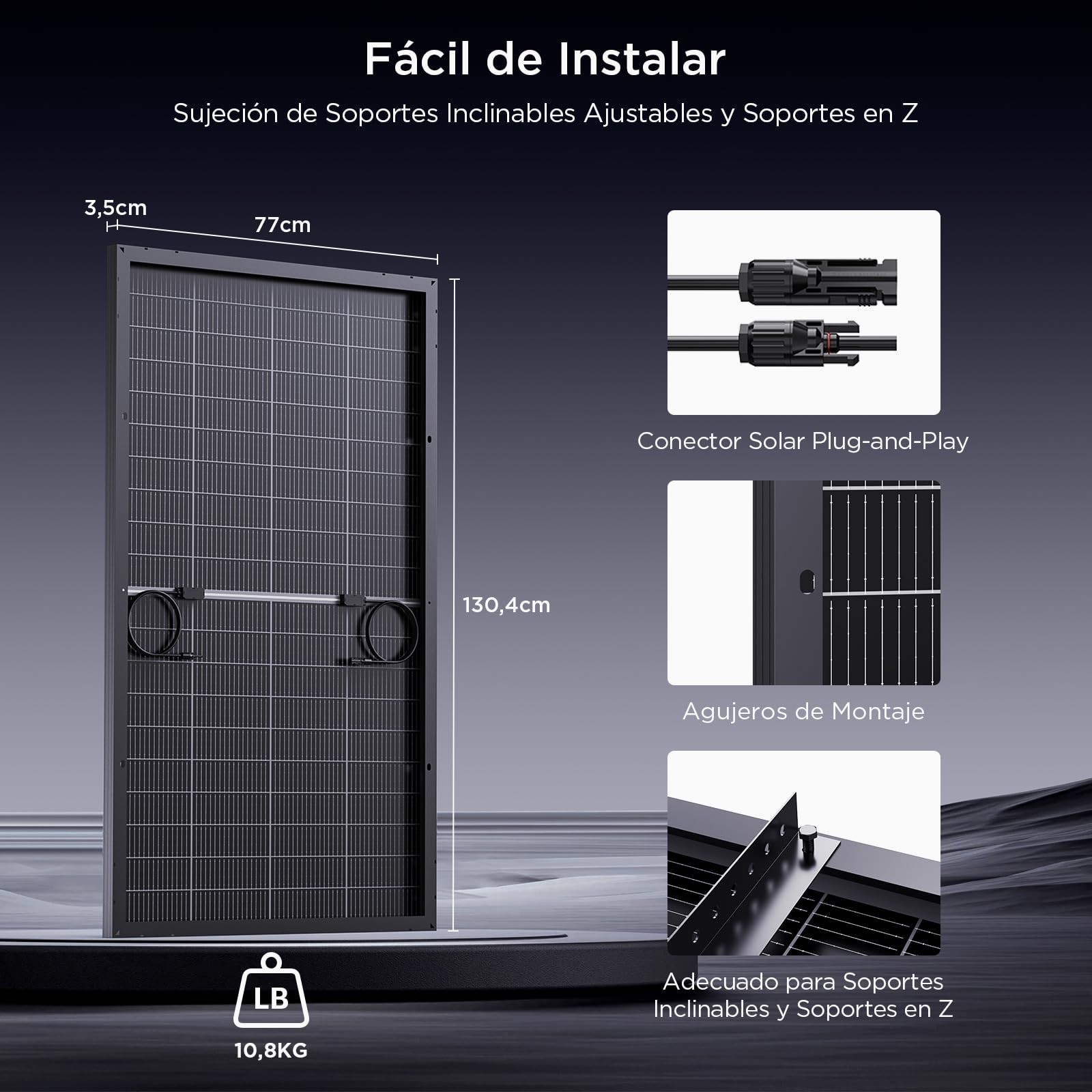 Panel Solar Monocristalino Bifacial 200W, N-Type 16BB – Ideal para Autocaravanas, Balcones, Cobertizos y Barcos