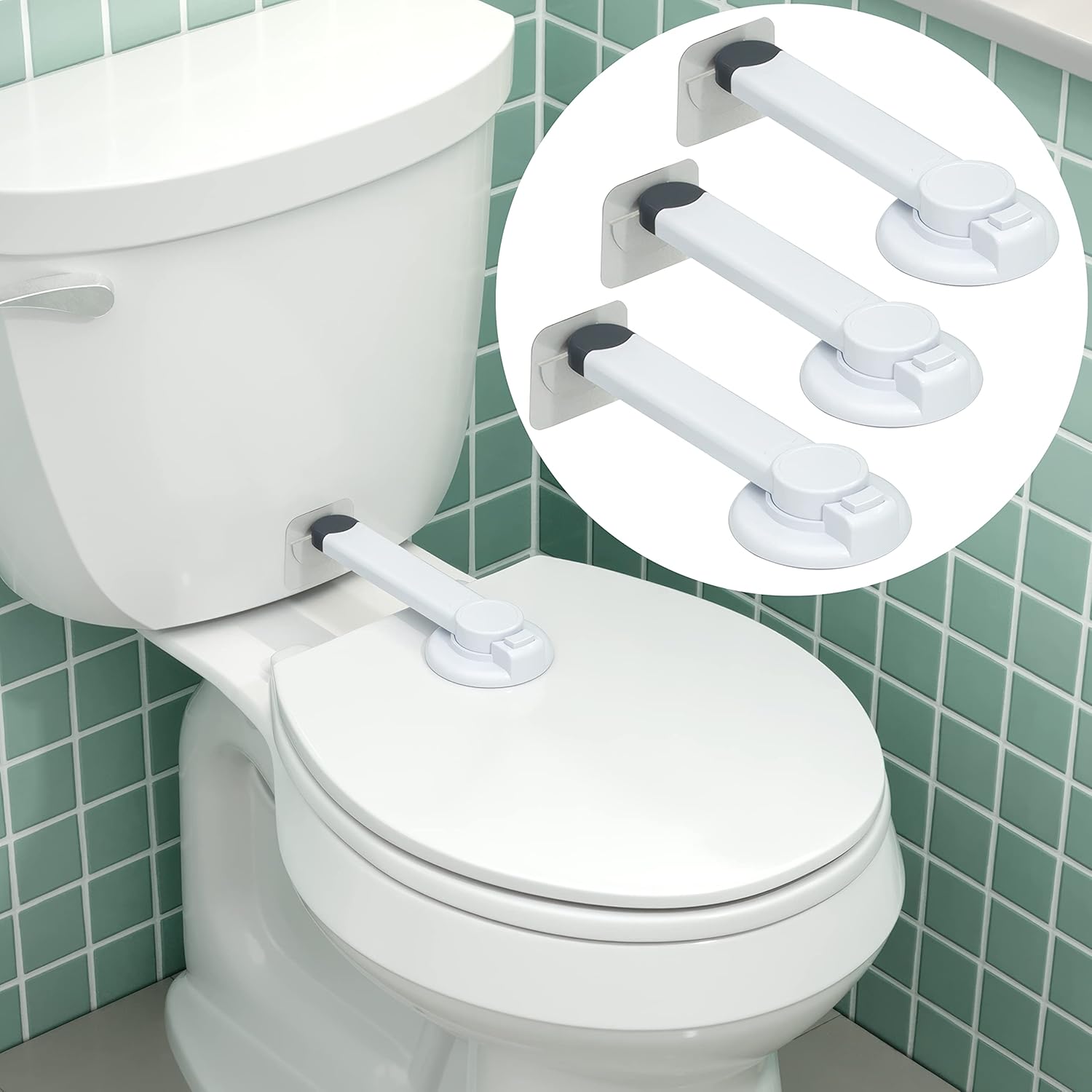 Baby Toilet Lock (3 Pack) Ideal Baby Proof Toilet Lid Lock with Arm – No Tools Needed Easy Installation with 3M Adhesive – Top Safety Toilet Seat Lock – Fits Most Toilets – White 3 Count (Pack of 1) White