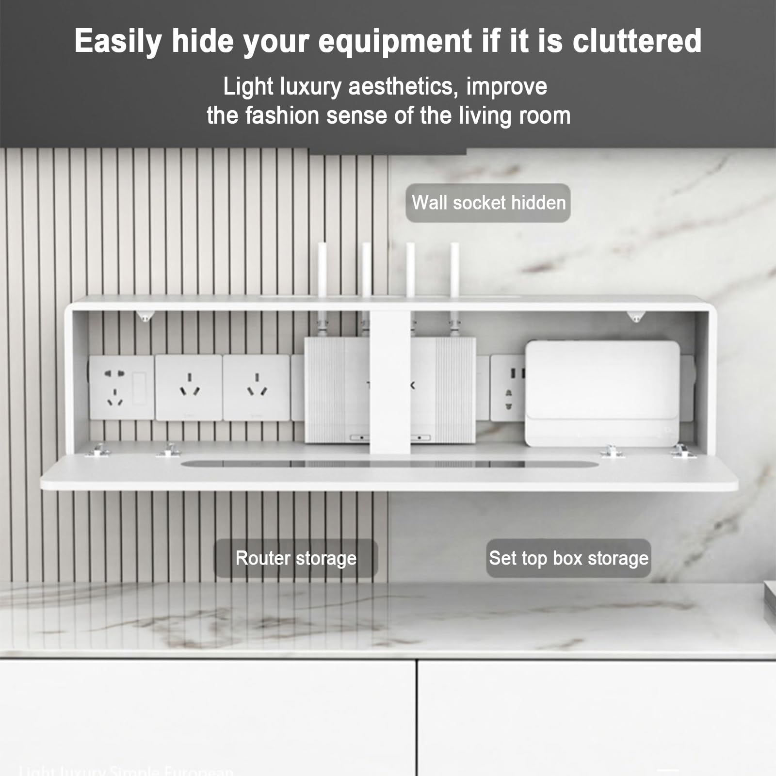 Scatola di gestione dei cavi in legno massello con montaggio a parete, soluzione di archiviazione router wireless WIFI, elegante organizer per cavi, strisce elettriche ed elettronica, design