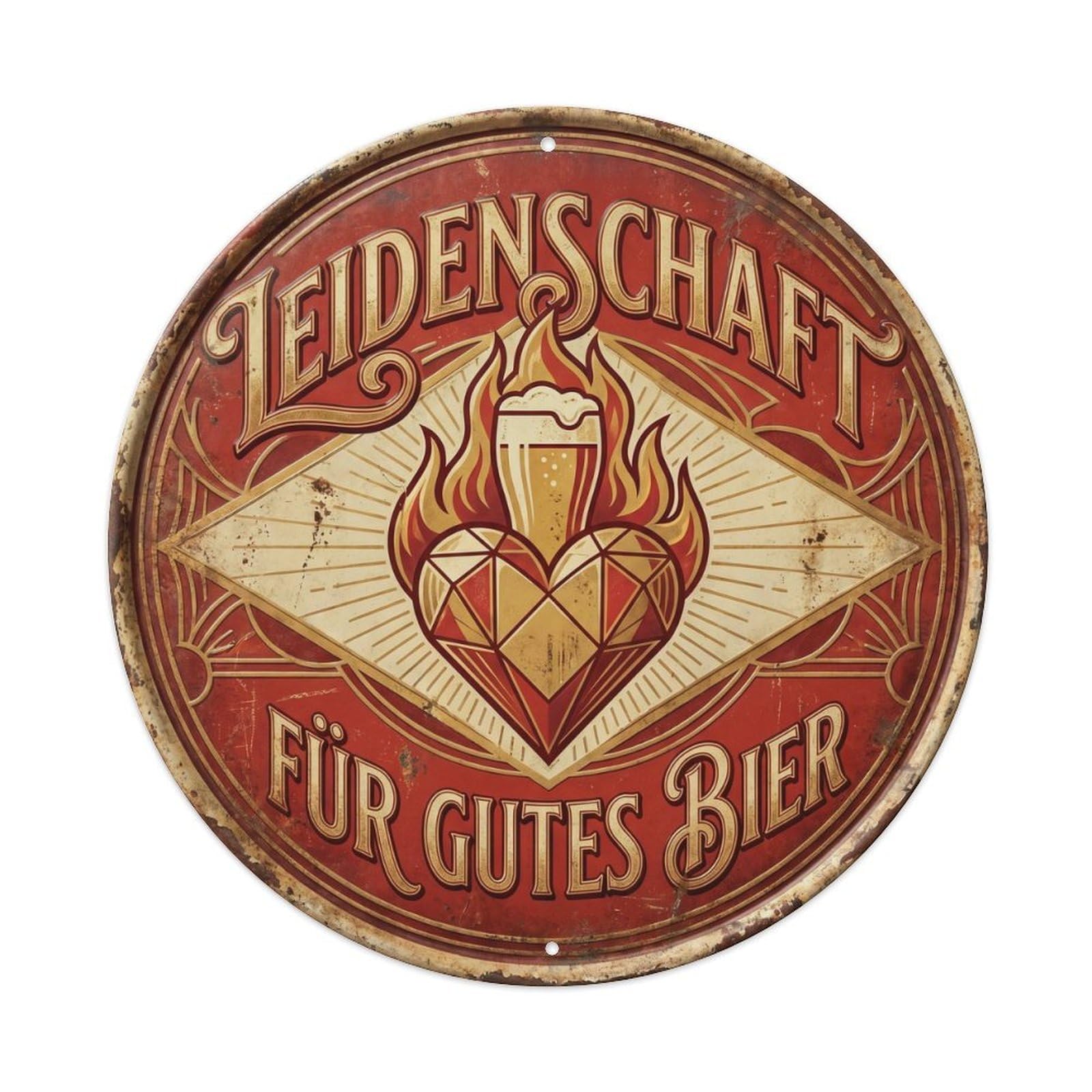 Vintage Bar Style Leidenschaft Humorous Mancave Passion Metal Tin Sign Plaque Wall Decor for Cafe, Club, Garden Round Metal Poster 8x8Inch