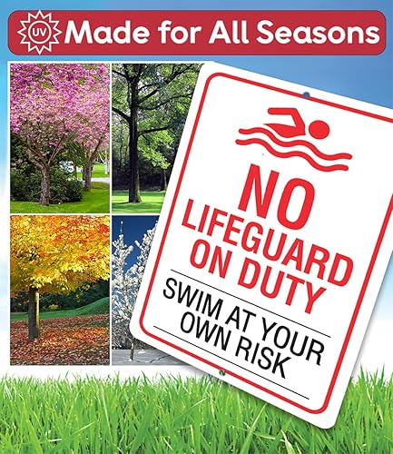 Miniatura 4 de Metal Sign-No Lifeguard on Duty, Swim At Your Own Risk- Use IndoorOutdoor - Water Safety Notice Hazard Awareness Sign, For Beaches, Rivers, Lakes,