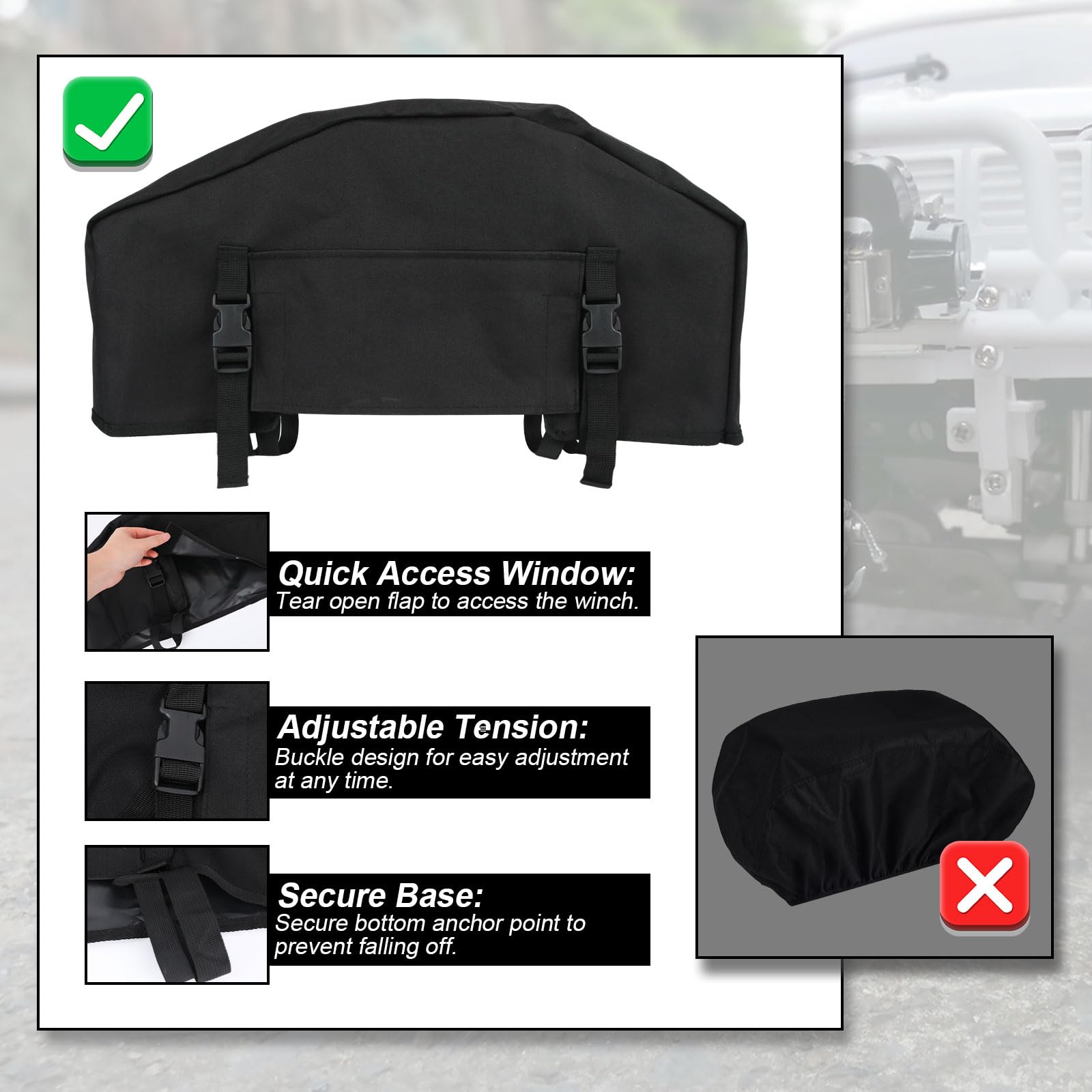 BOXOB Housse de Protection Treuil, Robuste Imperméable Résistante aux Intempéries pour Treuils Électriques Intérieurs et Extérieurs Jusqu'à 12 000 lb