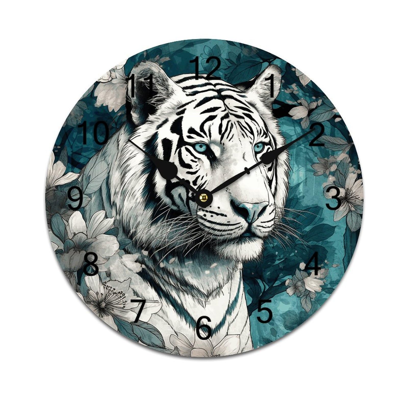 Horloge murale tigre en PVC silencieuse de 30cm pour la decoration du salon