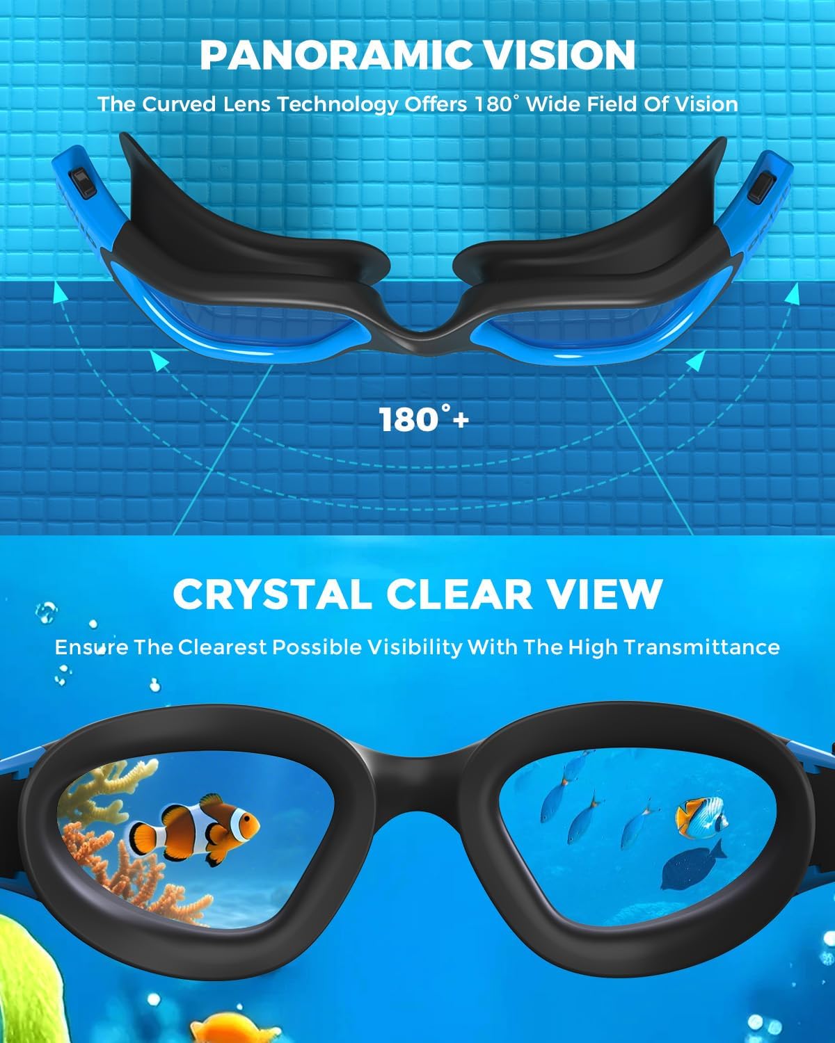 OMID Kids Swim Goggles, P2mini Lite Clear Lens Anti-Fog UV Protection Comfortable Swimming Goggles for Kids Age 6-14