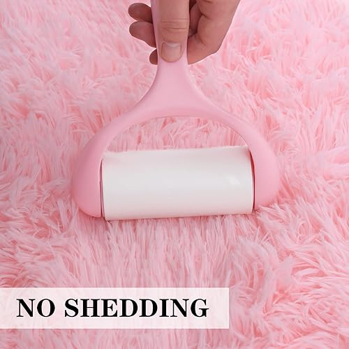 Miniatura 4 de duduta Alfombra redonda esponjosa rosa de 4 x 4 pies, alfombra circular de felpa peluda para guardería, dormitorio, sala de estar, decoración del