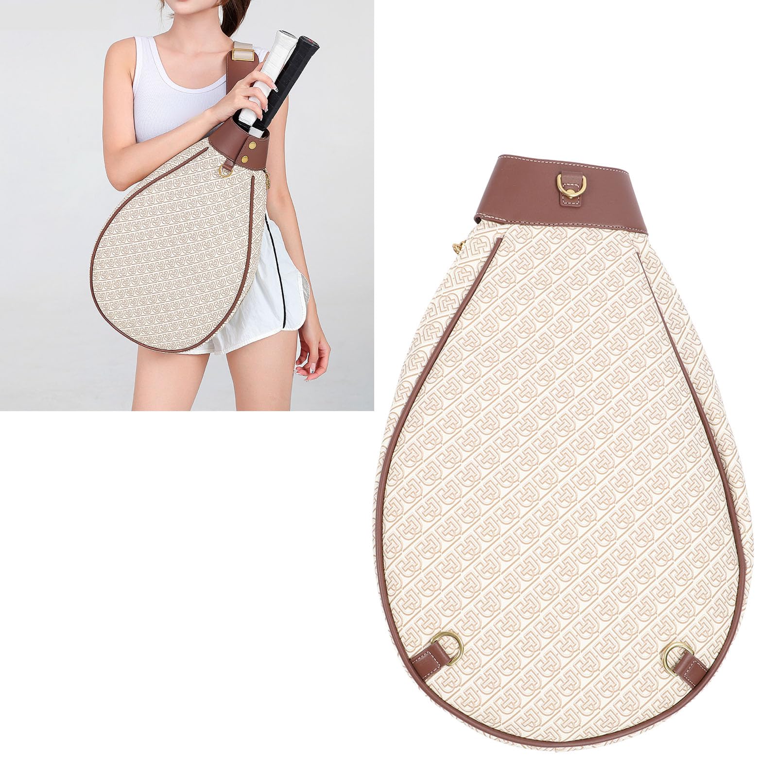 Borsa a Tracolla Da Tennis per Le Donne, Borsa Monospalla Stampata Con Grande Apertura Borsa Portatile per Racchette Da Tennis Resistente All'acqua Con Piccola Borsa Da Appendere