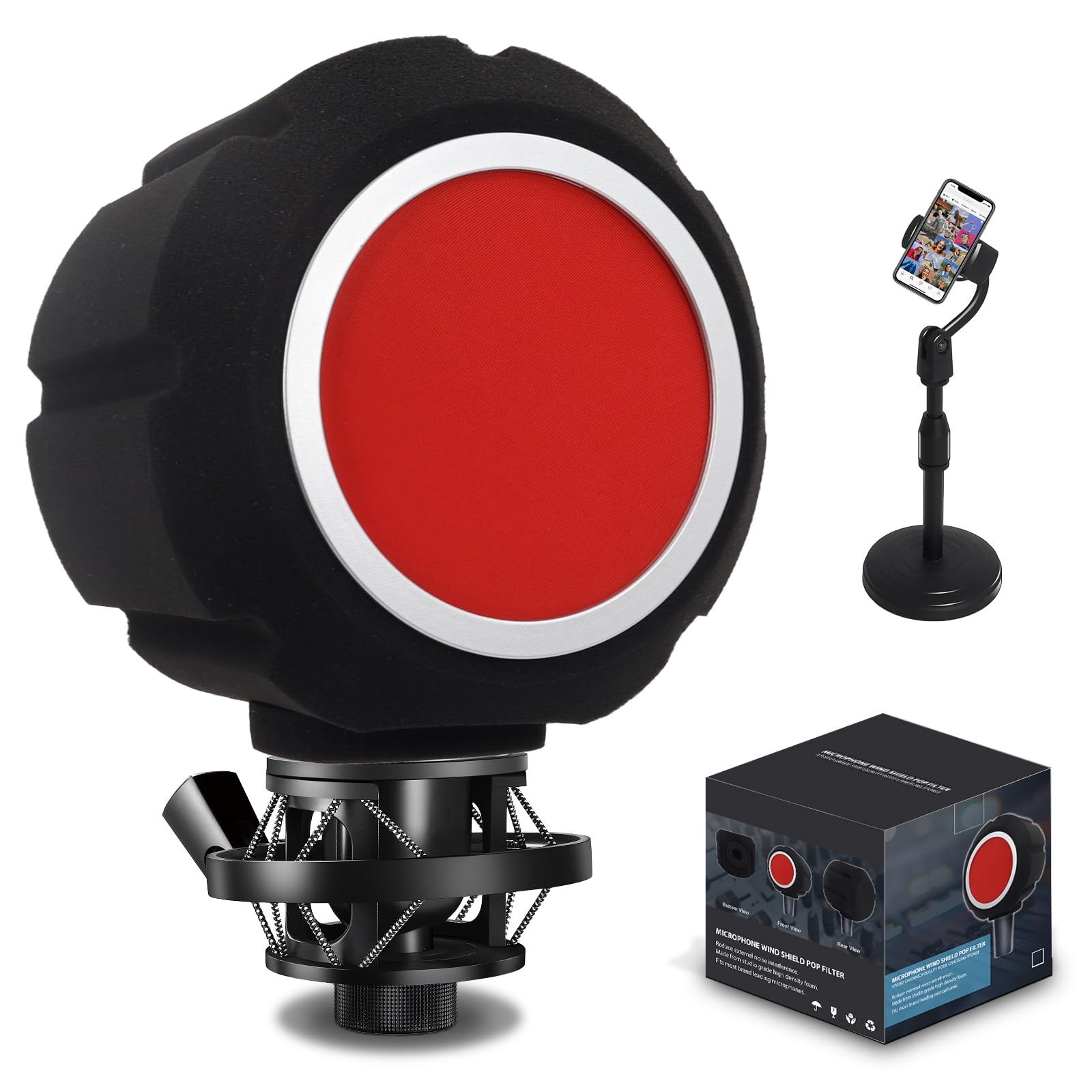 Pronomic MP-360 Mikrofon Isolationsbox - Mobiler Schallschutz mit zweischichtigem Popfilter – Popschutz Micscreen und Schallabsorbierende Gesangskabine - Perfekt für Studio oder Podcast - Vocal booth