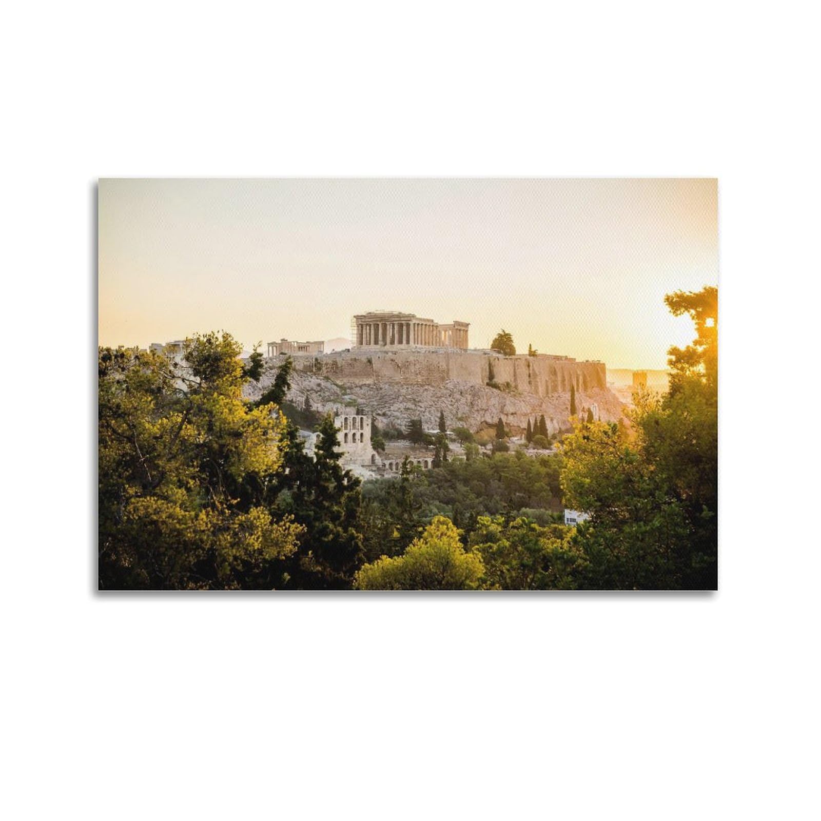 Fqcyn Unframe-Style Ancient Greece Poster Parthenon Temple Acropolis Athens Historical Landmarks Greek Architecture Landscape Scenery Poster Decorative Painting Canvas Wall Art Picture Print Modern Family Bedroom Decor 2