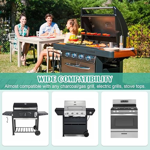 Miniatura 2 de Hiorucet Plancha de hierro fundido de 18 pulgadas, placa superior plana grande para parrillas de gas y horno de cocina, parrilla universal con asas