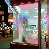 Vista 7 de Ice Cream Neon Sign - Dimmable Dessert Bar LED Light for Business & Party Decor, Christmas Birthday Gifts for Ice Cream Lovers