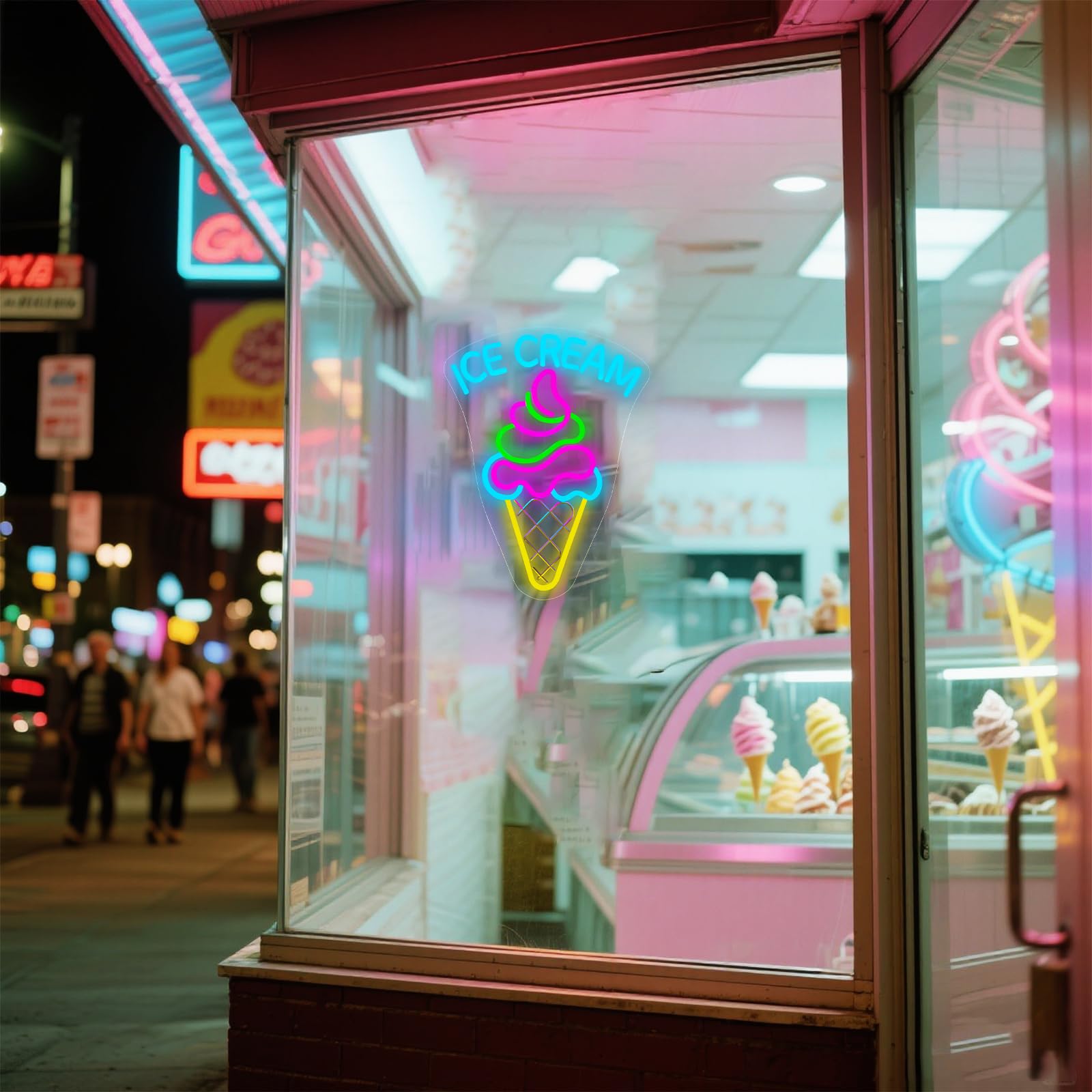 Insegna al neon a forma di gelato, dimmerabile a LED, decorazione da parete, 41,9 x 31 cm | Decorazione da dessert per affari e feste | Regali di Natale e compleanno per gli amanti del gelato