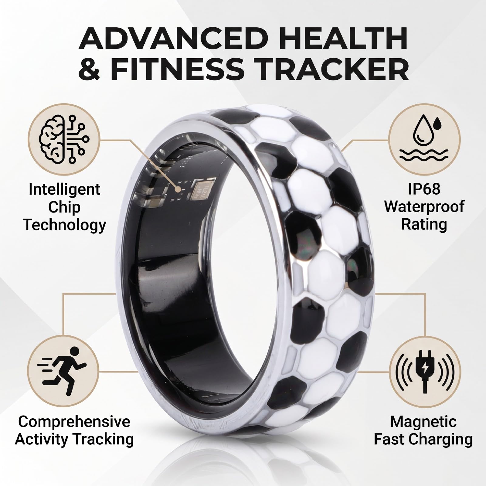 Denash Smart Ring Sleep Tracker avec étanchéité IP68