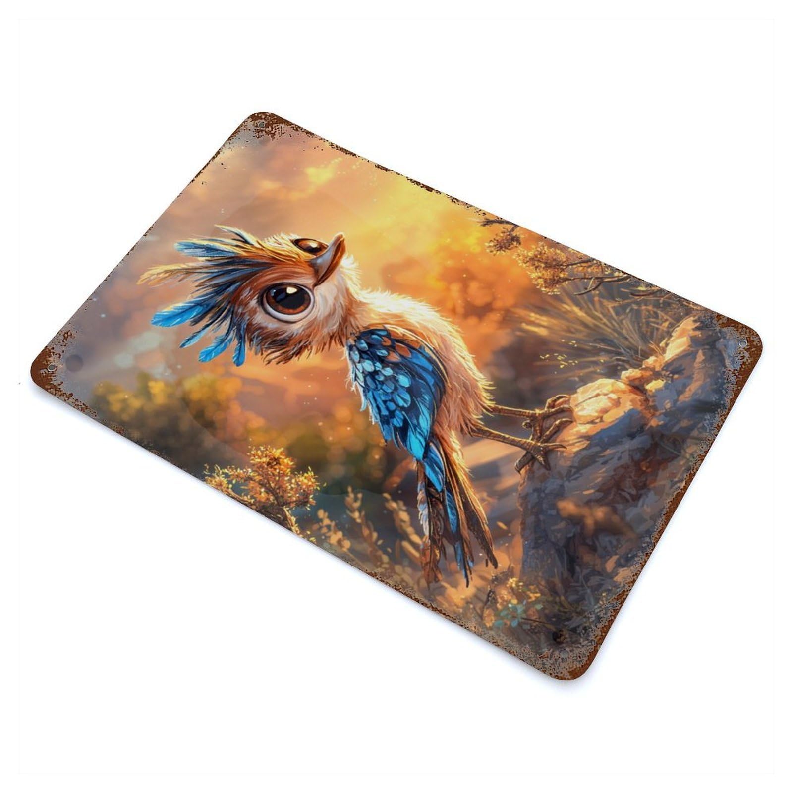 Cute Bird at Sunset Retro Metal Sign 11.8"x7.9", Classic Wall Plaque for Garage, Pub Or Kitchen
