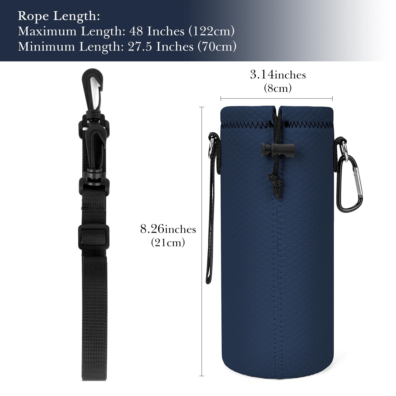 Linkidea Neoprene Water Bottle Carrier with Strap Compatible with YETI Rambler Bottle 18oz/26oz, Yonder 25oz - Image 2