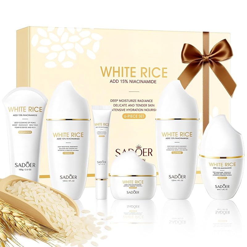 Kit de cuidados faciais Rice Niacinamide FOR SADOER com 6 peças