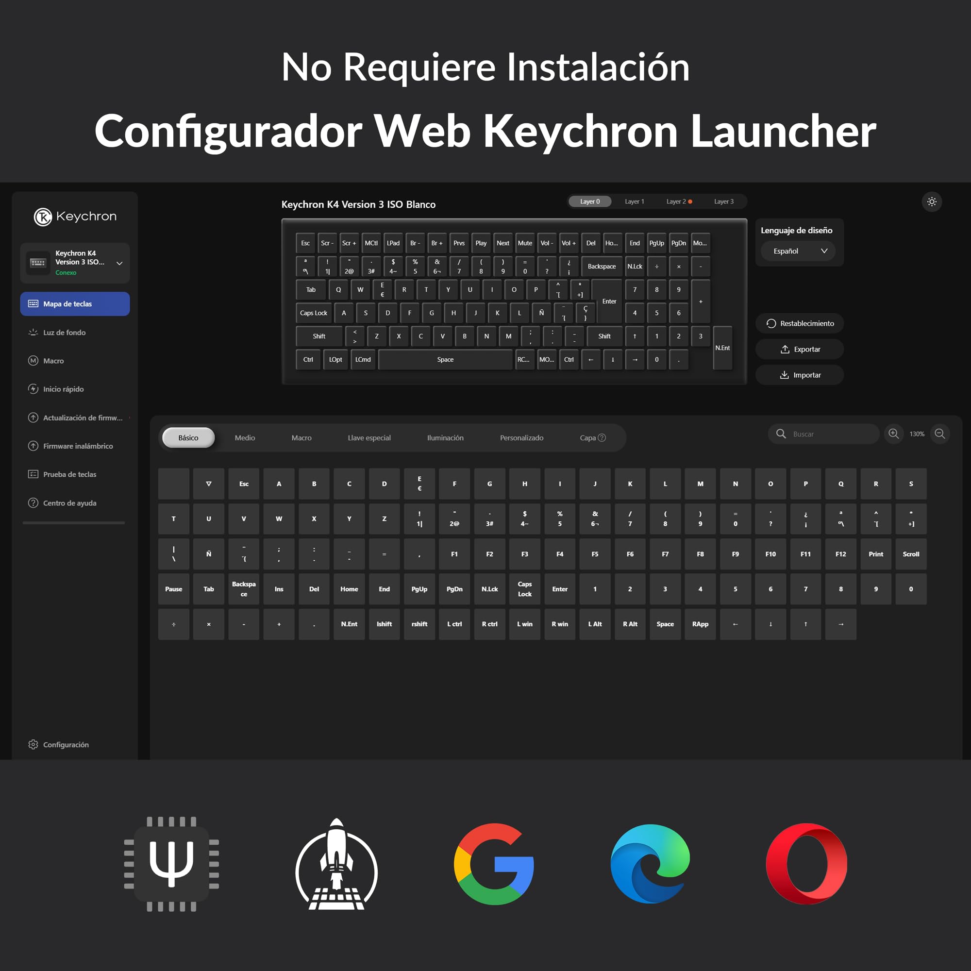 Keychron K4 QMK Teclado Mecánico 96% ISO-ES, Inalámbrico y con Cable, Interruptores Super Red, Teclas PBT Sublimadas Estilo Cherry, Retroiluminación Blanca, para Mac y Windows – Versión 3