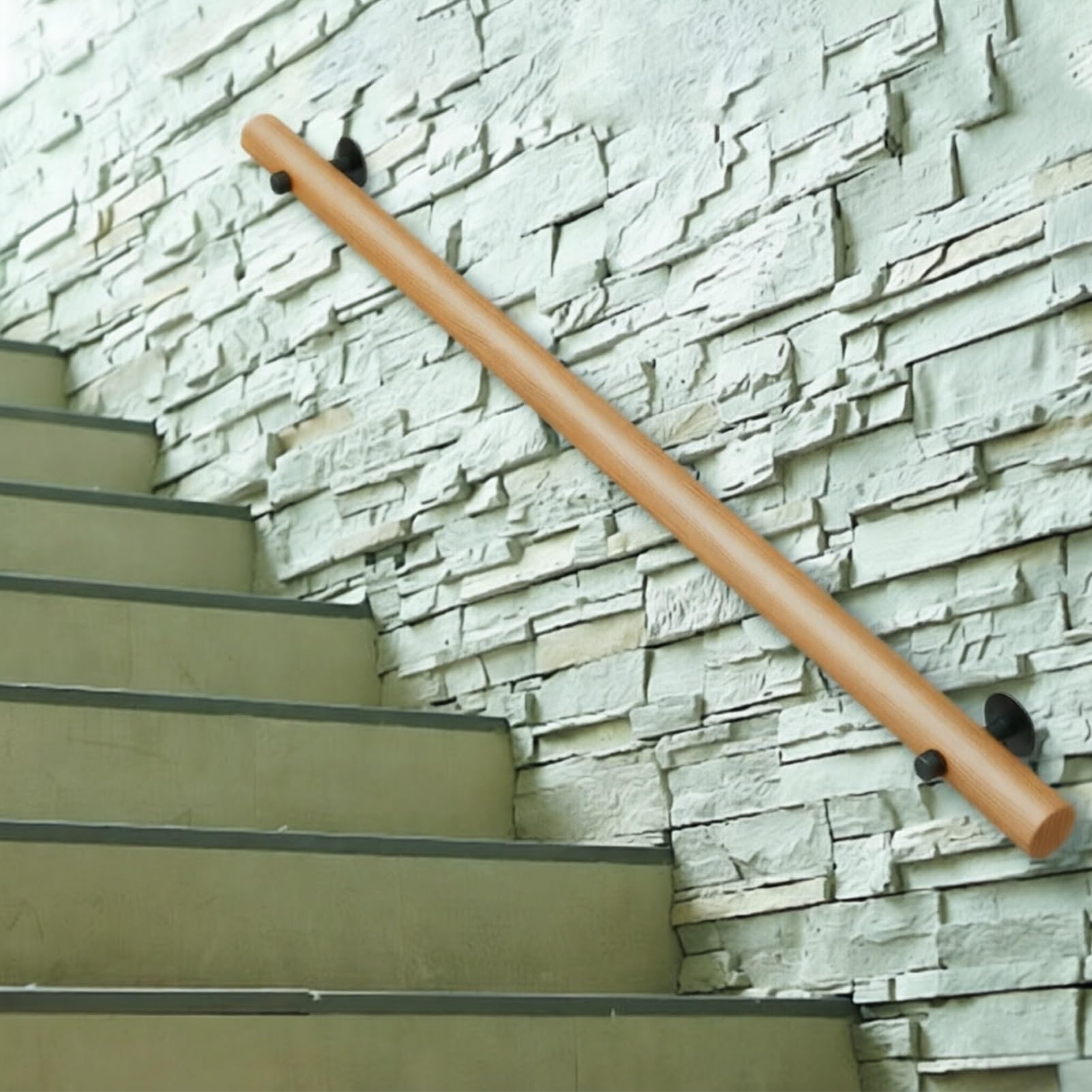 Dmchengma One Color Multi-Size Wood Stair Railing, 1.8M/2M/2.1M/2.4M/2.5Cm Indoor Wall Mount Non-Slip Safety Hand Grab Rail(13.1Ft/400Cm)