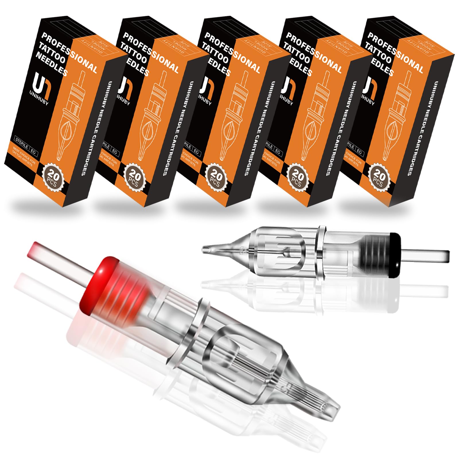 100 Stück Cartridges Set RL RS, Unihuby Cartridge 3RL 5RL 7RL 9RL 11RL 3RS 5RS 7RS 9RS 11RS Round Liner Cartridge Round Shader Cartridges