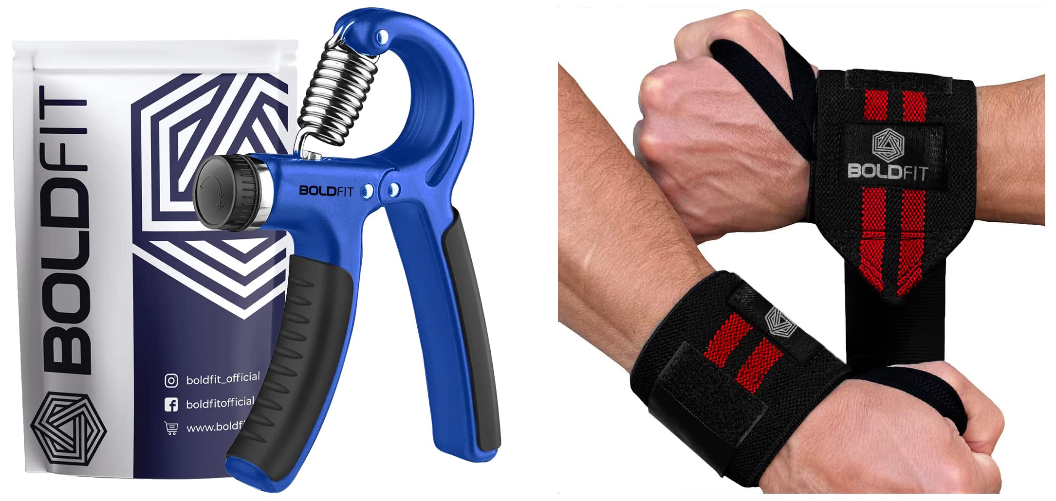 Boldfit Hand Grip 10kg to 60kg Adjustable Hand Grip Strengthener, Hand Gripper for Men & Women (Blue) & Cotton Wrist Band for Men & Women, Wrist Supporter for Gym Wrist Wrap/Straps (Red - Black) (B09SG7MJ9T) Amazon Price History, Amazon Price Tracker