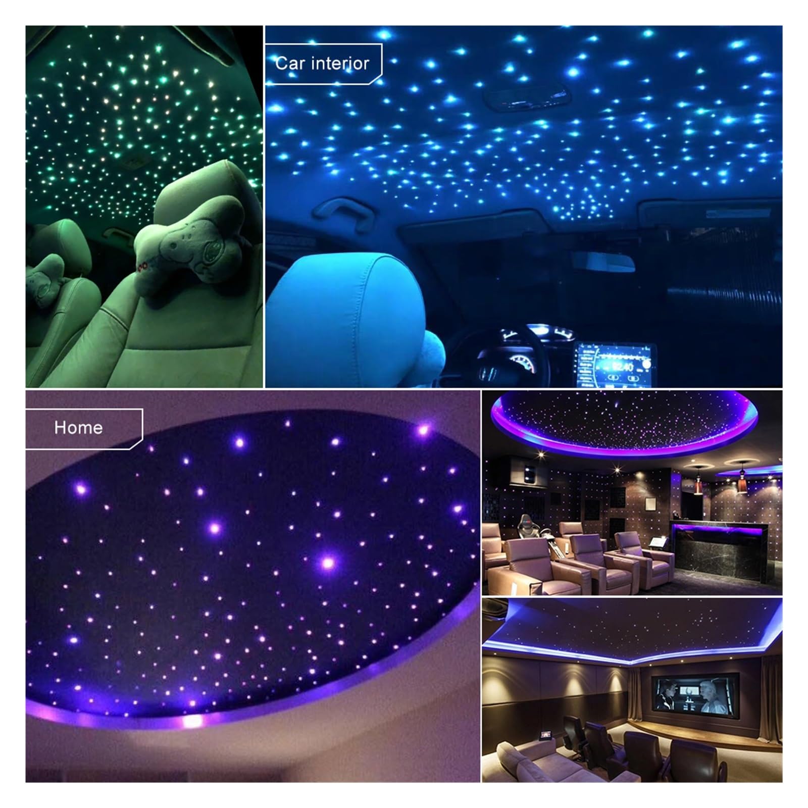 Oświetlenie Wnętrza Samochodu 16W LED Światłowód Gwiazda Zestaw Sufitowy 550 Sztuk 0.75mm 400CM Sterowanie Muzyką Na Dach Samochodowy Światła Sufitowe Światło Światłowodowe