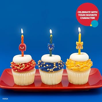 Sonic The Hedgehog Cake Candles | 6 Birthday Cake Candles Featuring Sonic, Knuckles, Tails, for Sonic Party