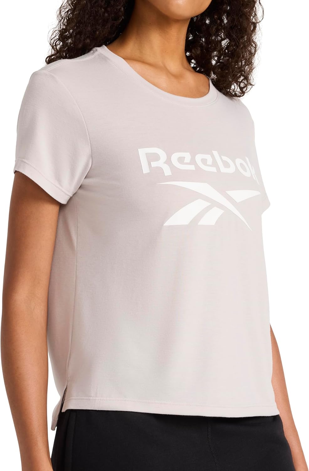 Reebok Womens Crewneck T-Shirt, Standard Fit, Lightweight Stretch Poly Soft Jersey Fab