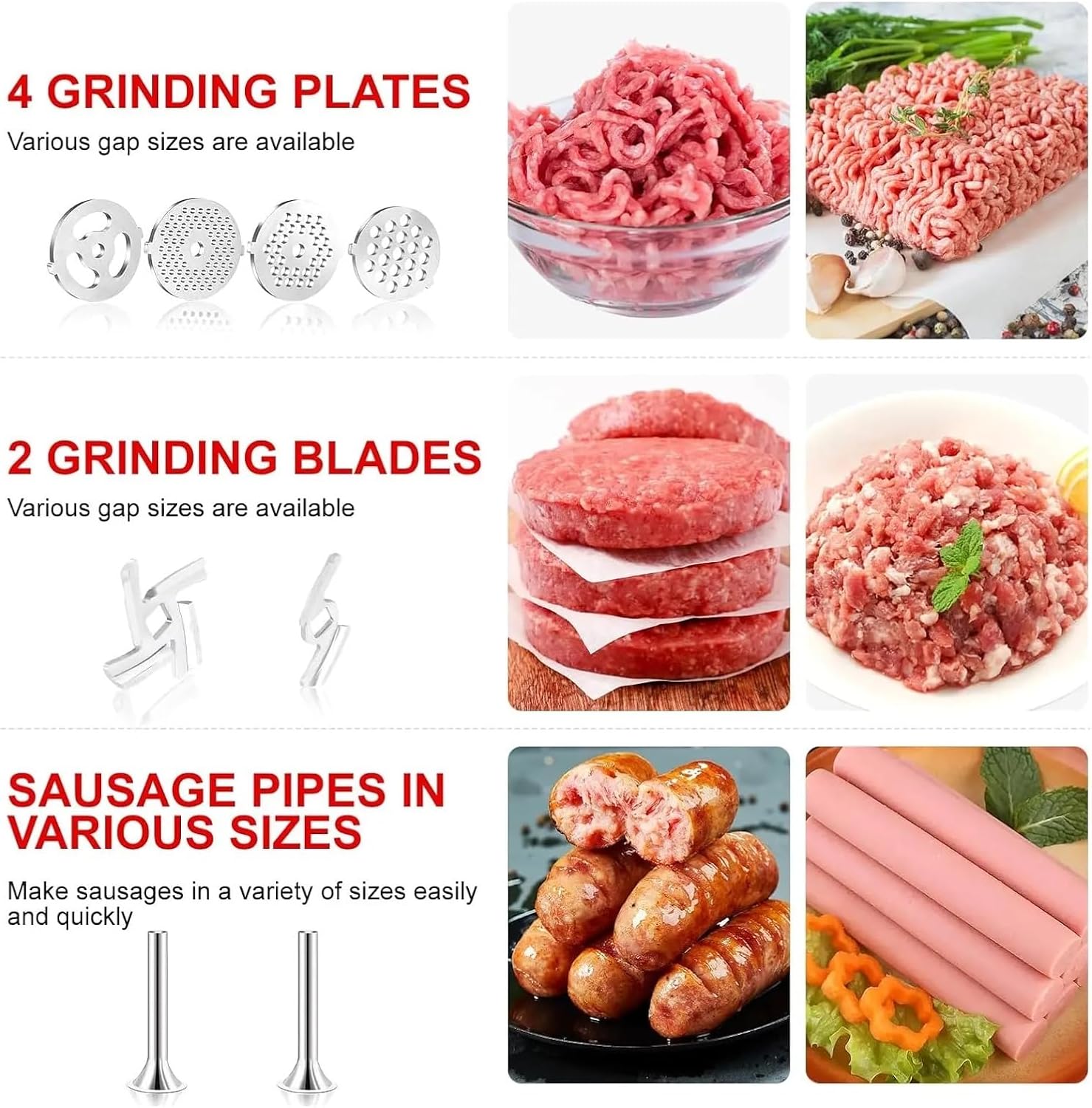Metal Grinder Attachments，Compatible For Chef And Cuisinart Stand Mixers SM-50 Series. Meat Grinders, Sausage Stuff