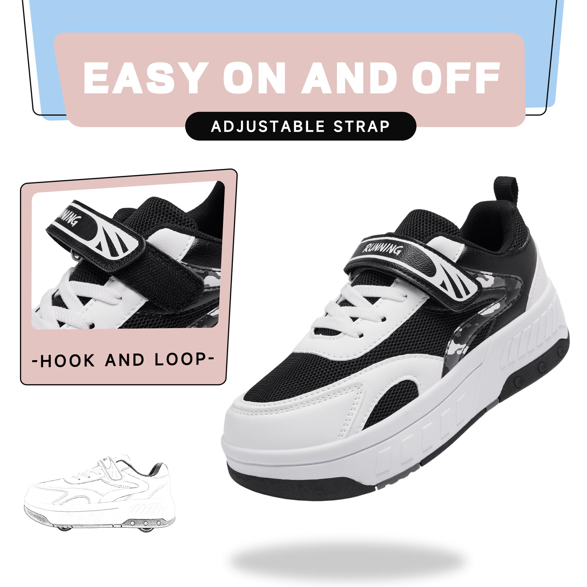 YINGCSM Scarpe con Rotelle Scarpe Pattini Bambino Bambina Scarpe con Rotelle 4 Rotelle a Scomparsa Scarpe Sportive