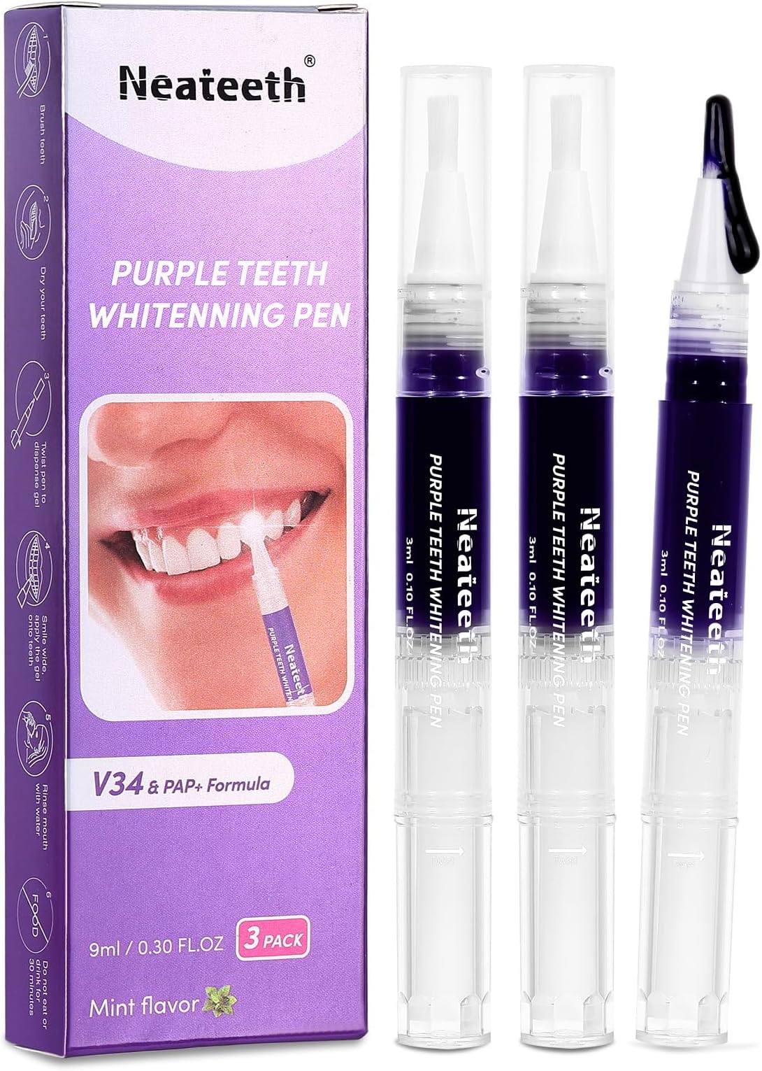 Purple Whitening Gels Pen 3 Packs, Purple Teeth Whitening