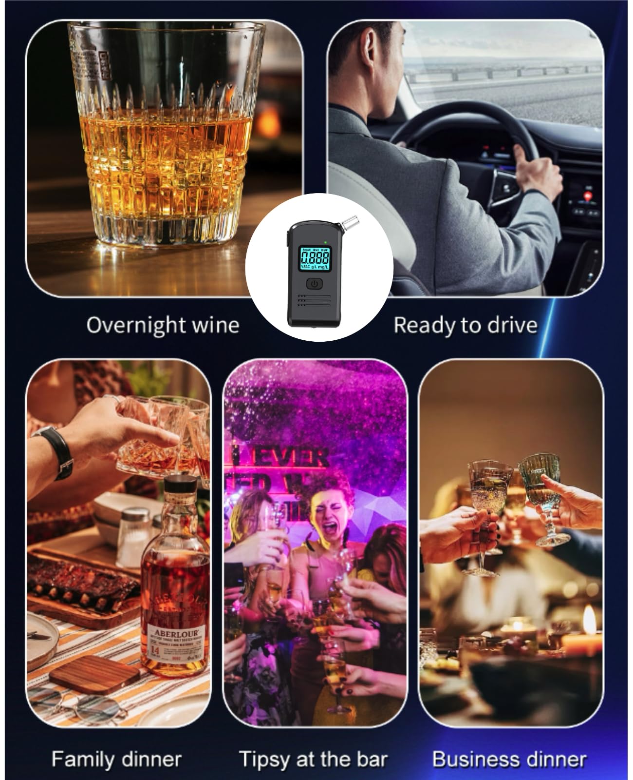 Éthylotest Électronique Homologué - Alcootest Professionnel avec Capteur Semi-conducteur Haute Précision, Affichage LCD et 20 Embouts - Ethylometre Portable Voiture, Maison, Fête