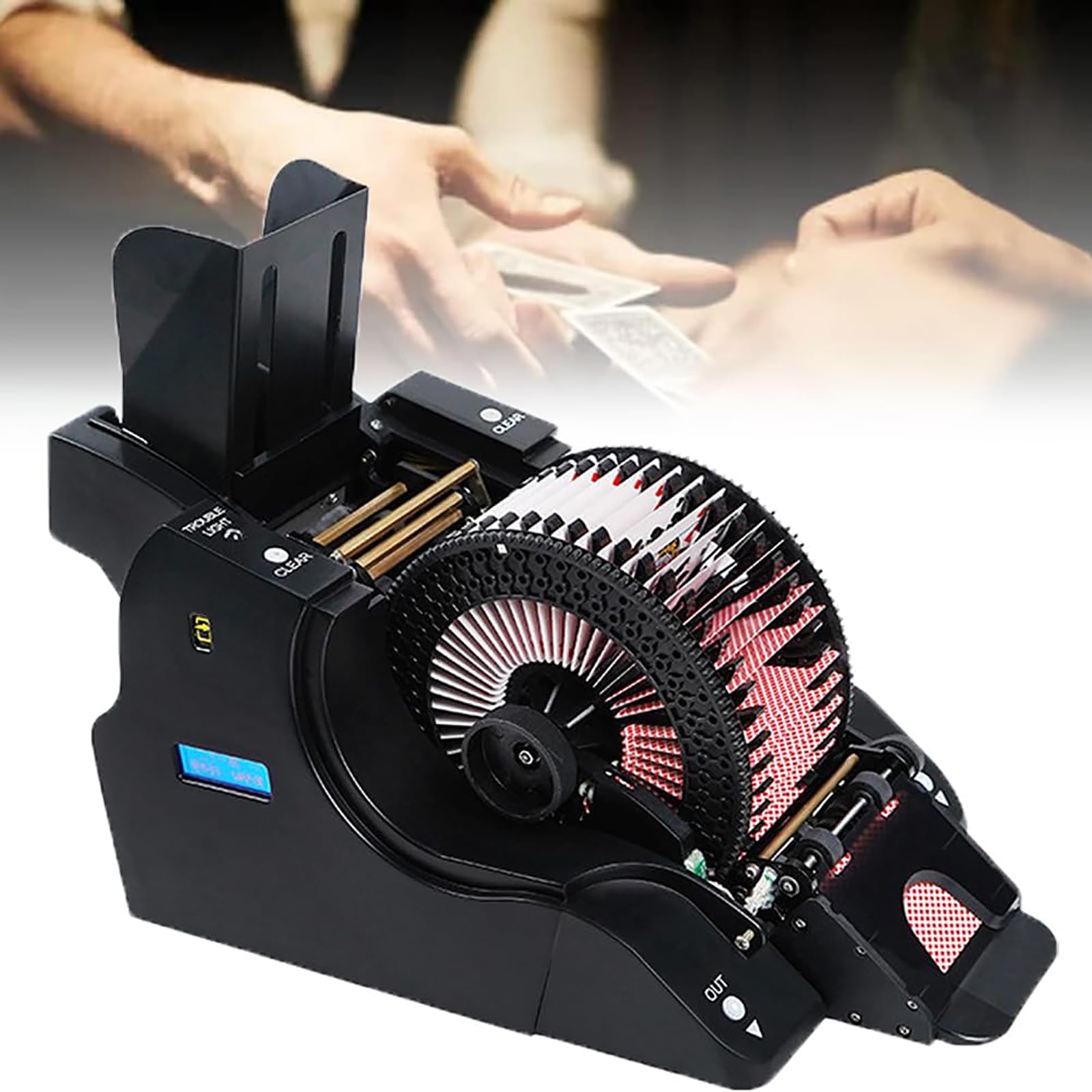 NGARY Fully Automatic Card Dealer Shuffler, 2 In 1 Professional Poker Cards Shuffle Machine with LED Digital Display, Shuffle 8 Decks Of Cards Simultaneously and Custom Gameplay for Card Rooms, Club