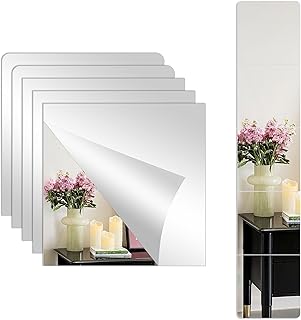 Comprar Oaioya 5 Piezas Espejos Adhesivos para Pared - Forma Cuadrada 30x30cm, Acrílico de 2mm de Grosor, Seguro e Irrompible, Decoración Moderna para Baño, Dormitorio, Armario, Gimnasio