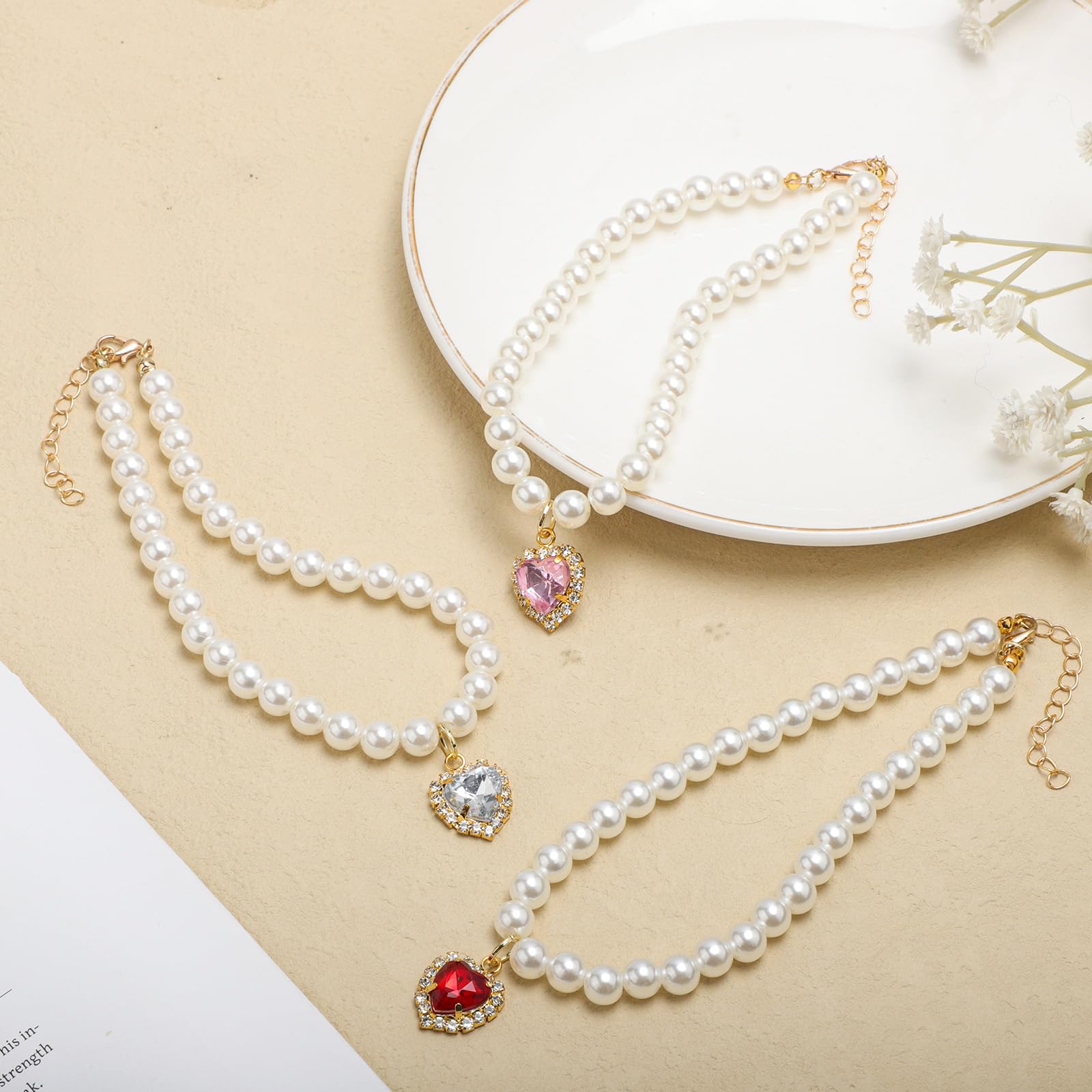 3pcs Dog Cat Pearls Collar - Image 3