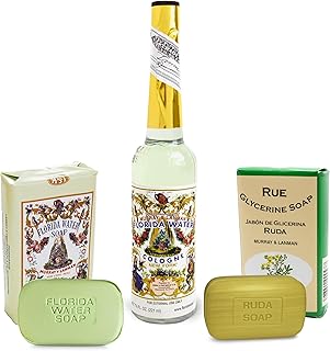 Florida Water Murray & Lanman Cologne 7.5 oz Bundle Soap 3.35 oz and Rue Glycerine Soap 3.35 oz (3 Items)
