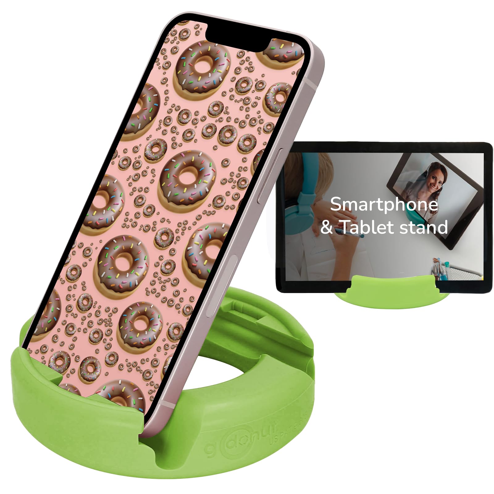 GoDonut - Support de téléphone pour Bureau - Support de téléphone Portable Compatible avec Les téléphones Portables, tablettes, appareils de Lecture électroniques - Multiangle - Vert Citron Original