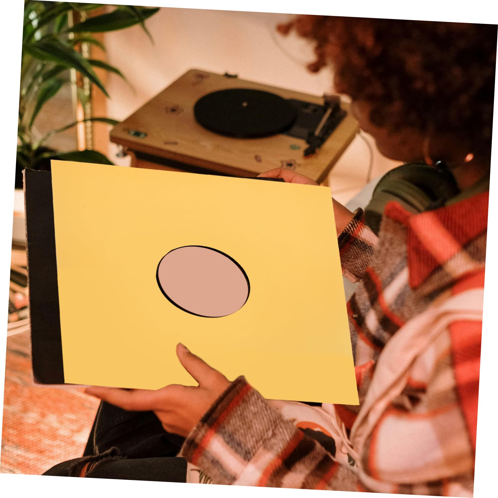 Buste Protettive per Dischi in Vinile in Carta Kraft Gialla, 10 Pezzi, Facili da Usare e Resistenti agli Strappi la Conservazione