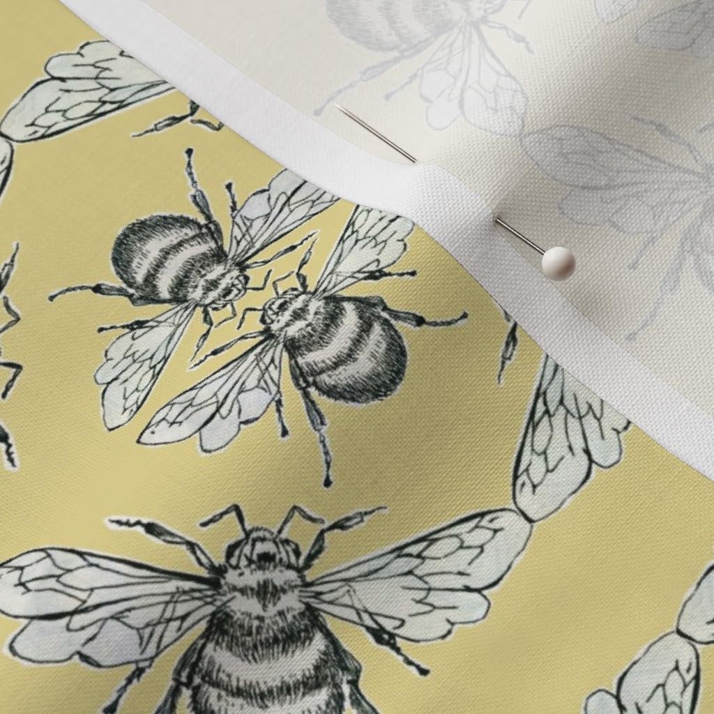 Spoonflower Fabric - Honey Bee Yellow Pattern Bugs Printed on Petal Signature Cotton Fabric by The Yard - Sewing Quilting Apparel Crafts Decor