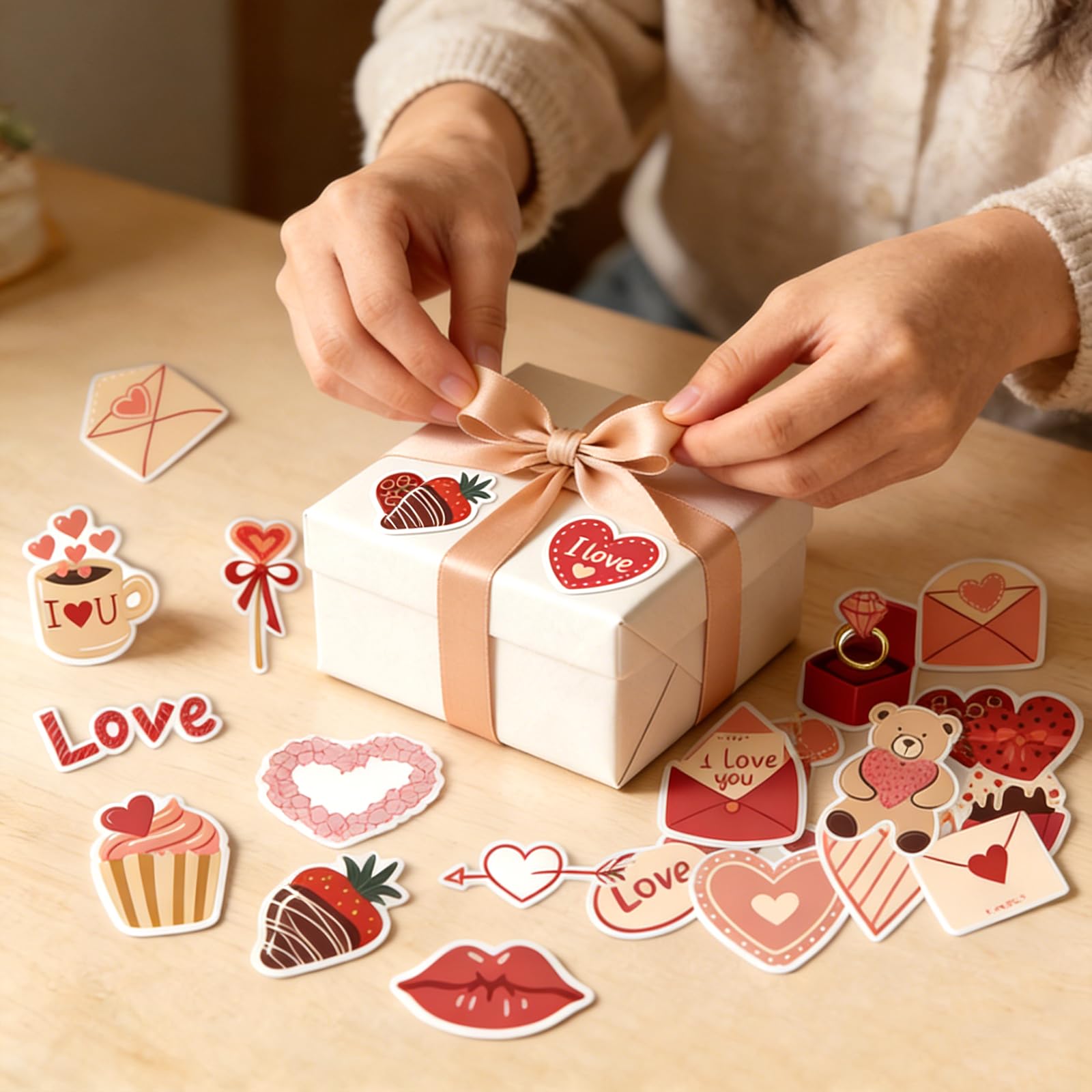 Heart Wreath Love | Liefde | Hartjes | Sticker 6.0x5.5cm – Two Lines Designs