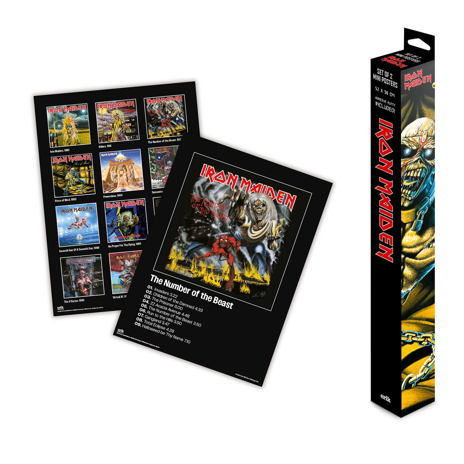 Grupo Erik Poster Iron Maiden Set of 2 Art Print - Decorative Living Room or Bedroom - Decorative Room - Size 38 x 52 cm - Official Licence