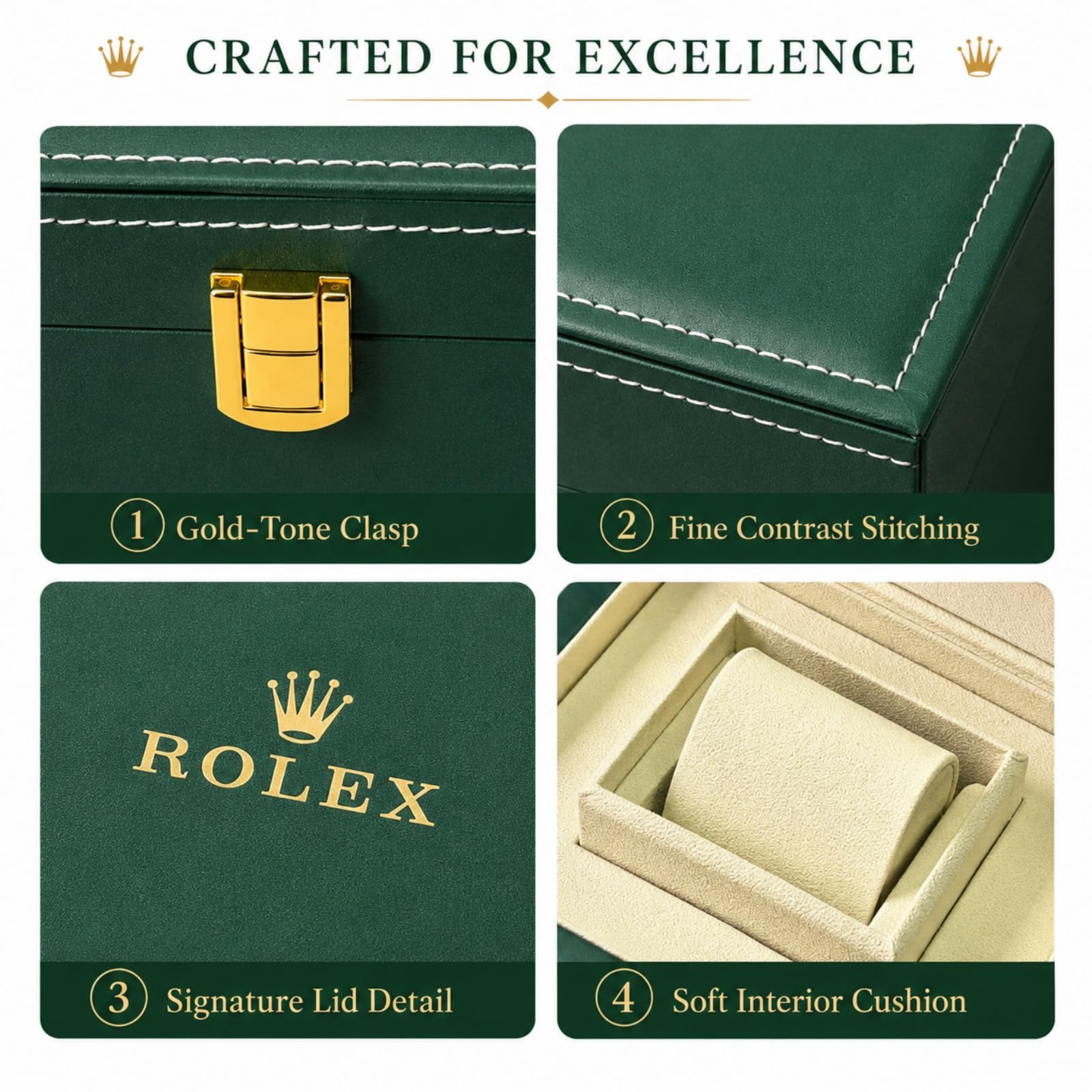 Scatola Regalo Presentazione Orologi Verde Set Imballaggio Completo Custodia Conservazione Supporto Display Set per Rolex