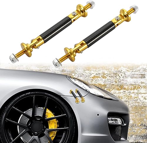 TOMALL 2 piezas de 1.772 in para parachoques delantero y trasero ajustable para automóvil, barra de soporte de puntal de fibra de carbono, oro,