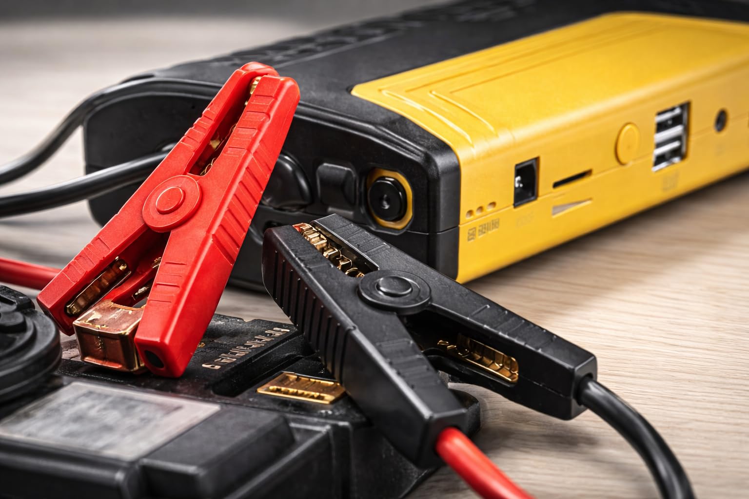 Avviatore Auto Portatile Jump Starter 12V con Power Bank USB, Torcia LED Integrata, Cavi con Pinze di Sicurezza, Batteria Emergenza per Auto Moto SUV – Compatto e Facile da Usare