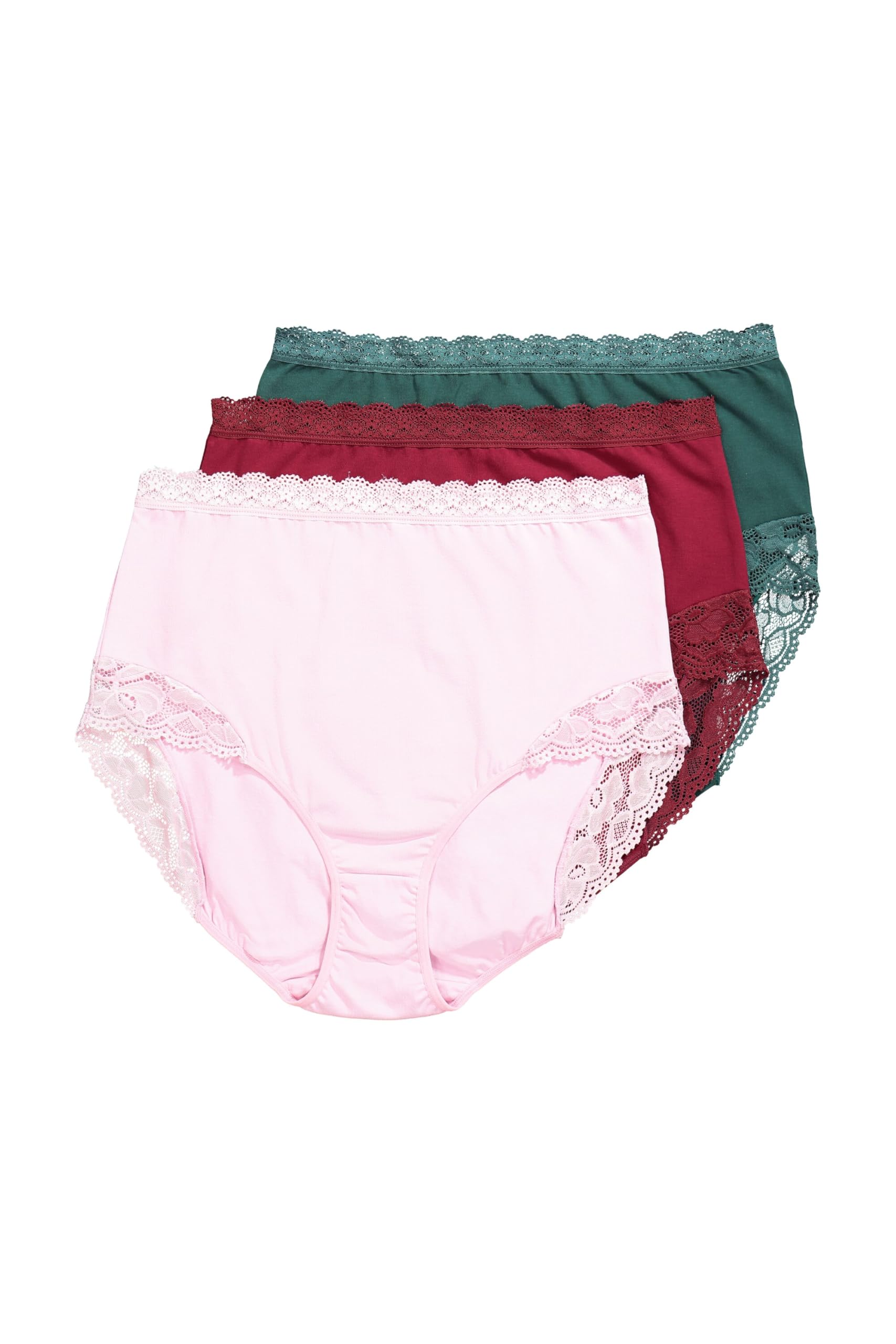 Ulla Popken Damen große Größen Übergrößen Plus Size Maxislips, 3er-Pack, High Waist, Spitze, Oeko-TEX 831866