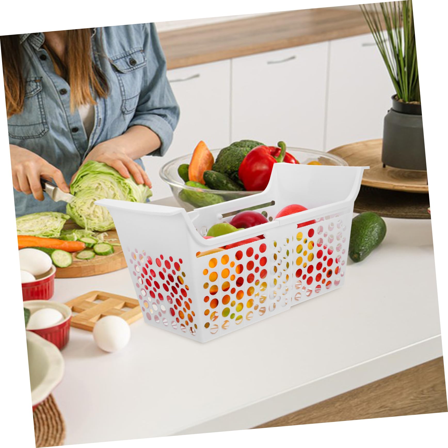 VILLCASE Cesta Extensible Plástico Horizontal para Congelador Blanco