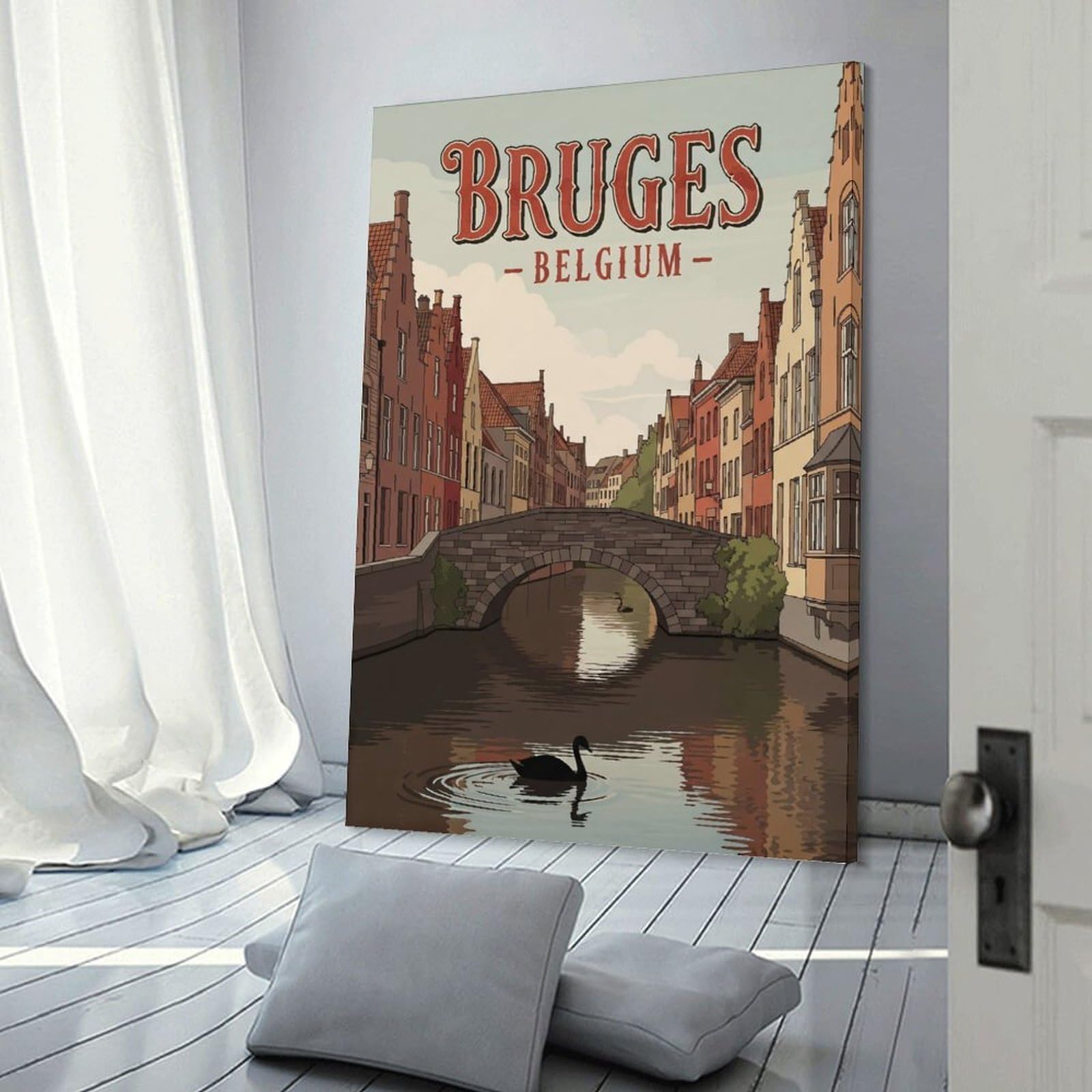 Junmoney Room Decor Wall Art Bruges, Belgium Travel (2), 24x36inch(60x90cm), for Gallery Wall Decor And Room Displays, An Easy Match for Collected Prints