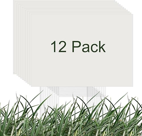 MECCANIXITY Letreros en blanco para patio, hoja de plástico corrugado de 16 x 12 pulgadas, letreros de césped blanco, letreros de venta de garaje,